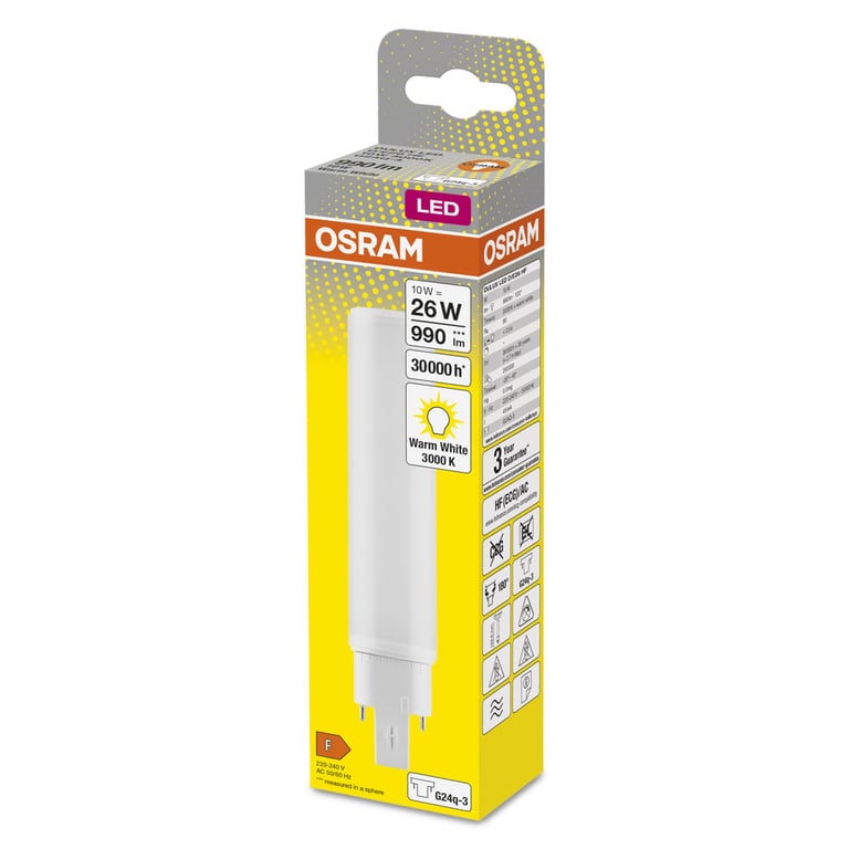 OSRAM DULUX® D/E LED HF & AC MAINS 10 W/3000K 200 mm (CS à 1 PCE)