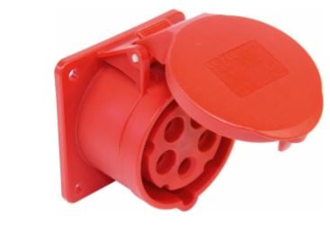 ABL CEE flenscontactdoos recht, IP44, 32A, 5-polig, 400V, 6h rood