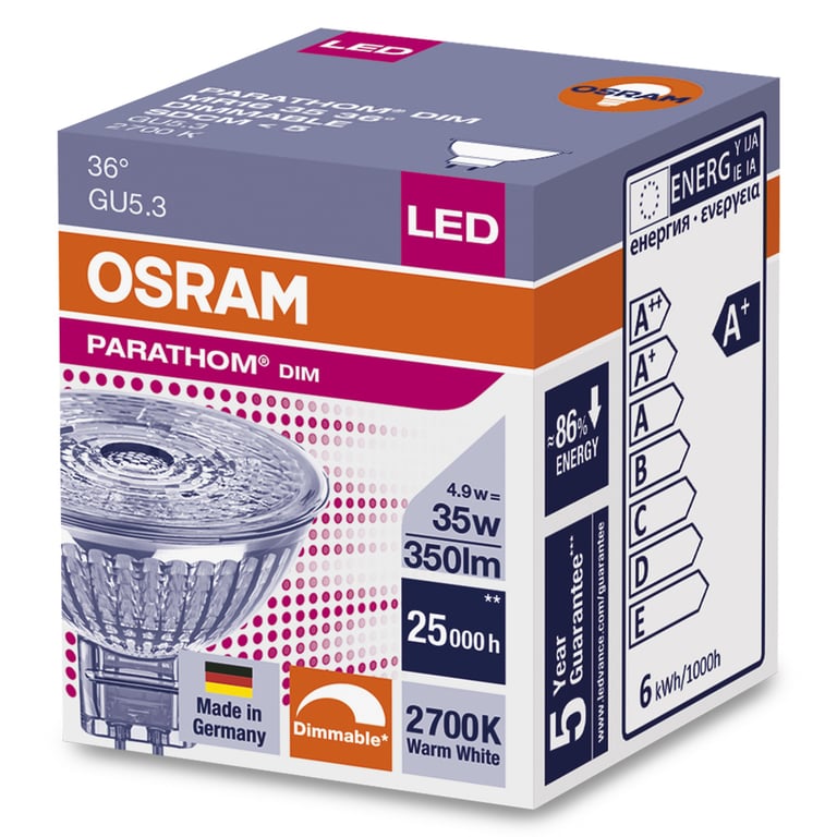 PARATHOM® DIM MR16 35 36° 4.9 W/2700K GU5.3 (CS à 1 PCE)
