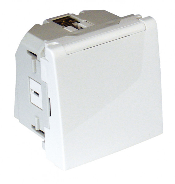 Efapel WCD KV (Schuko) Horizontaal Met Afdekking 2 Modules Wit