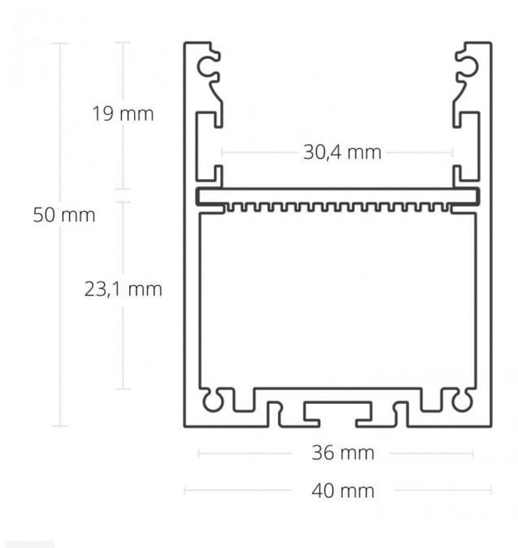 PN17|| LED profiel 200 cm symmetrisch LED strips max. 30 mm