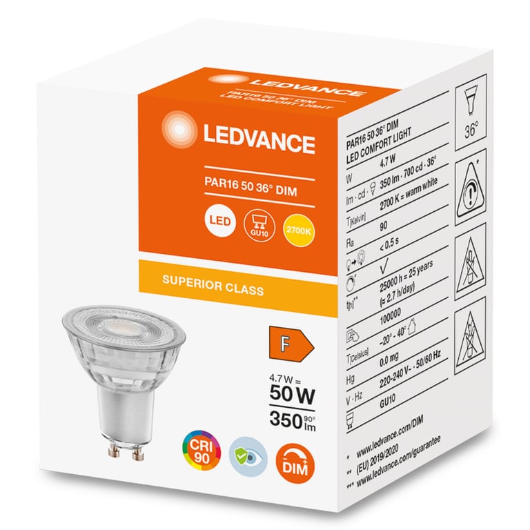 LED SUPERIOR REFLECTOR PAR16 50 36 ° 4.7 W/2700 K GU10