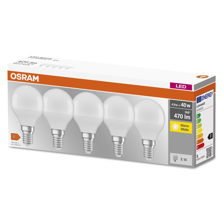 LED BASE CLASSIC P 40 FR 5.5 W/2700K E14 (CS à 5 PCE)