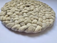 Rond wollen vloerkleed Romee in stock Licht zand 06