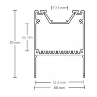 PO3 LED licht profiel 200cm, LED strips max. 57mm