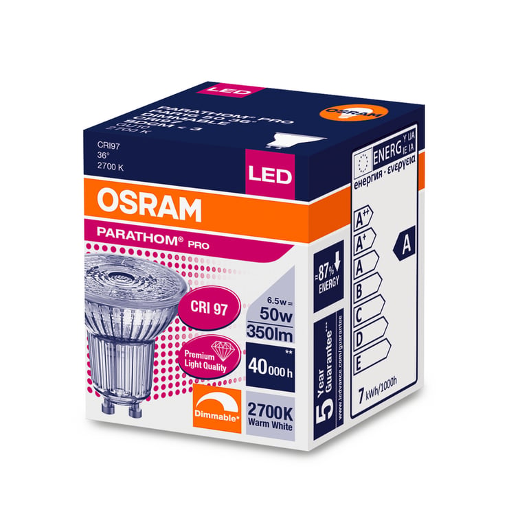 PARATHOM PRO PAR16 50 36 6.5 W/2700K GU10 DIM (CS à 1 PCE)