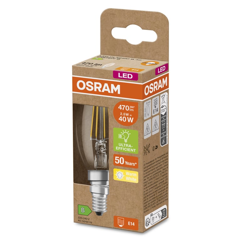 LED CLASSIC B LAMPS ENERGY EFFICIENCY B 40 2.5 W/2700 K E14