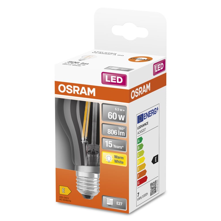 LED Retrofit CLASSIC A 60 CL 7 W/2700K E27 FIL (CS à 1 PCE)