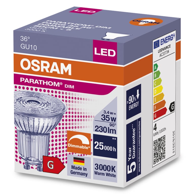 PARATHOM DIM PAR16 35 36 3.7 W/3000K GU10 (CS à 1 PCE)