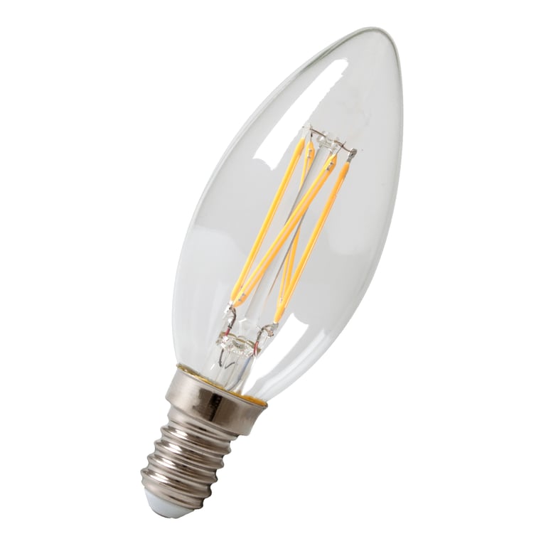 Calex LED Full Glass Filament Candle-lamp 220-240V 3,5W 350lm E14 B35,  Clear 2700K CRI80 Dimmable, energy label A++