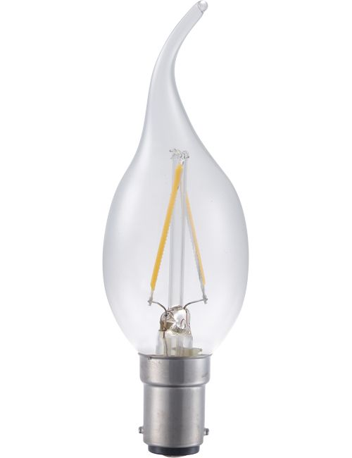 Masterlight - LED Ba15d Fila Tip Candle C35x120 230V 180Lm 2W 827 AC Clear SL159315027