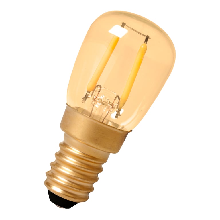 Calex LED Full Glass Filament Pilot lamp 220-240V 1,5W 130lm E14 T26x58, Gold 2100K CRI80, energy label A++