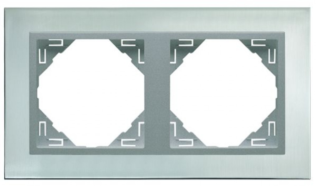 Efapel metallo/metaal afdekr. 2v rvs/aluminium