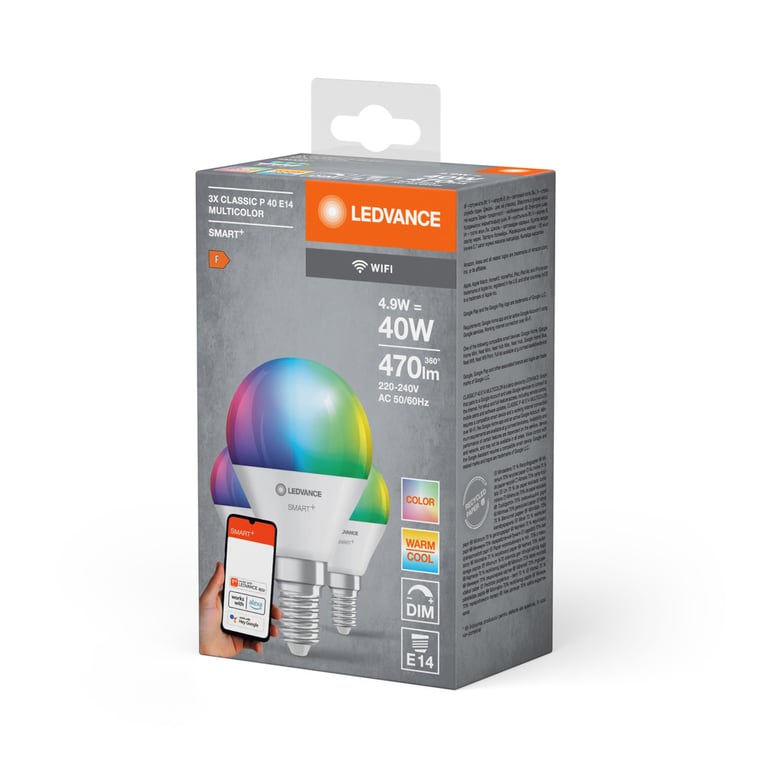SMART+ WiFi Mini Bulb Multicolour 230V RGBW FR E14 TRIPLE PACK