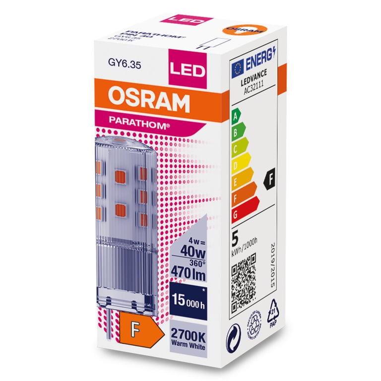PARATHOM® LED PIN 12V 40 320 ° 4 W/2700 K GY6.35 (CS à 1 PCE)