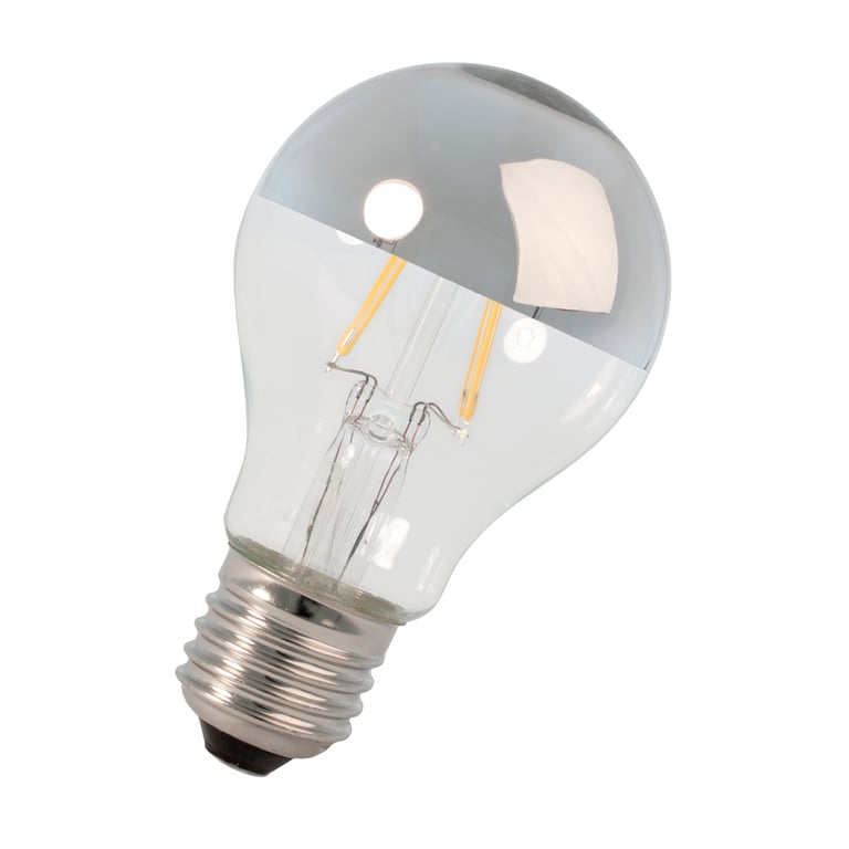 Calex LED Full Glass Filament GLS-lamp Top-mirror  220-240V 4W 300lm E27 A60, Chrome 2300K CRI80 Dimmable, energy label A+