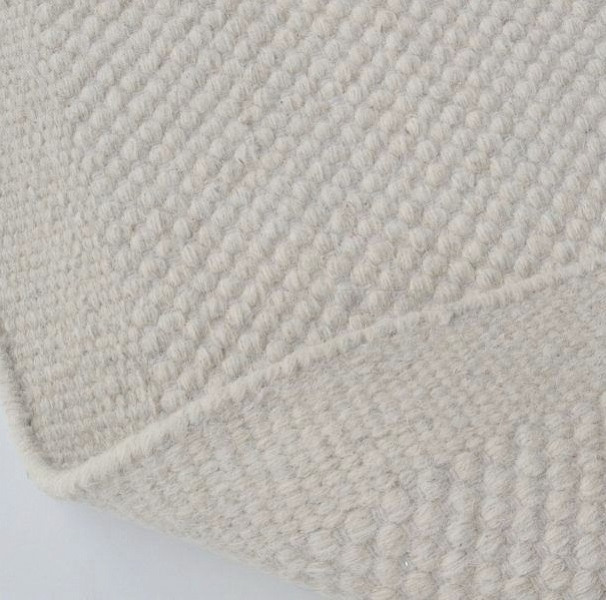 Wollen vloerkleed gevlochten Anna Natural White