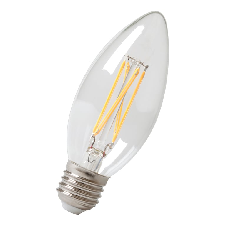 Calex LED Full Glass Filament Candle-lamp 220-240V 3,5W 350lm E27 B35, Clear 2700K CRI80 Dimmable, energy label A++
