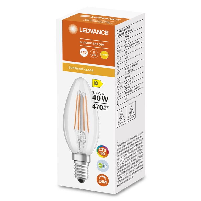 LED SUPERIOR CLASSIC B 40 3.4 W/2700 K E14