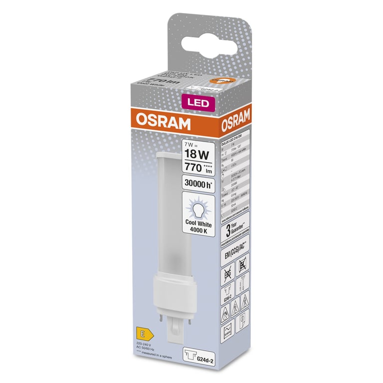 OSRAM DULUX® D LED EM & AC MAINS 7 W/4000K 100 mm (CS à 1 PCE)