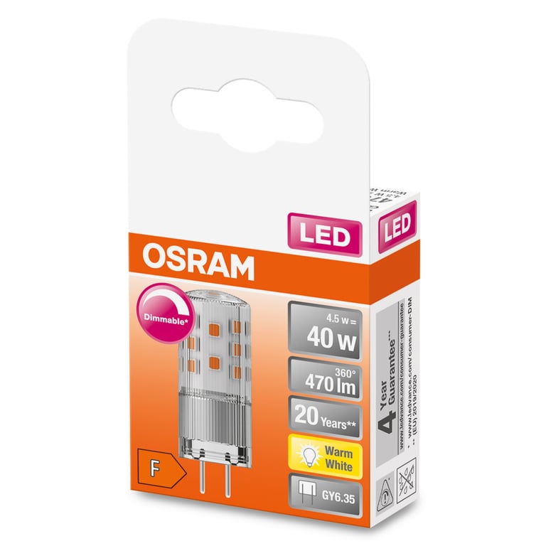 LED PIN 12 V DIM 40 320 ° 4.5 W/2700 K GY6.35 (CS à 1 PCE)