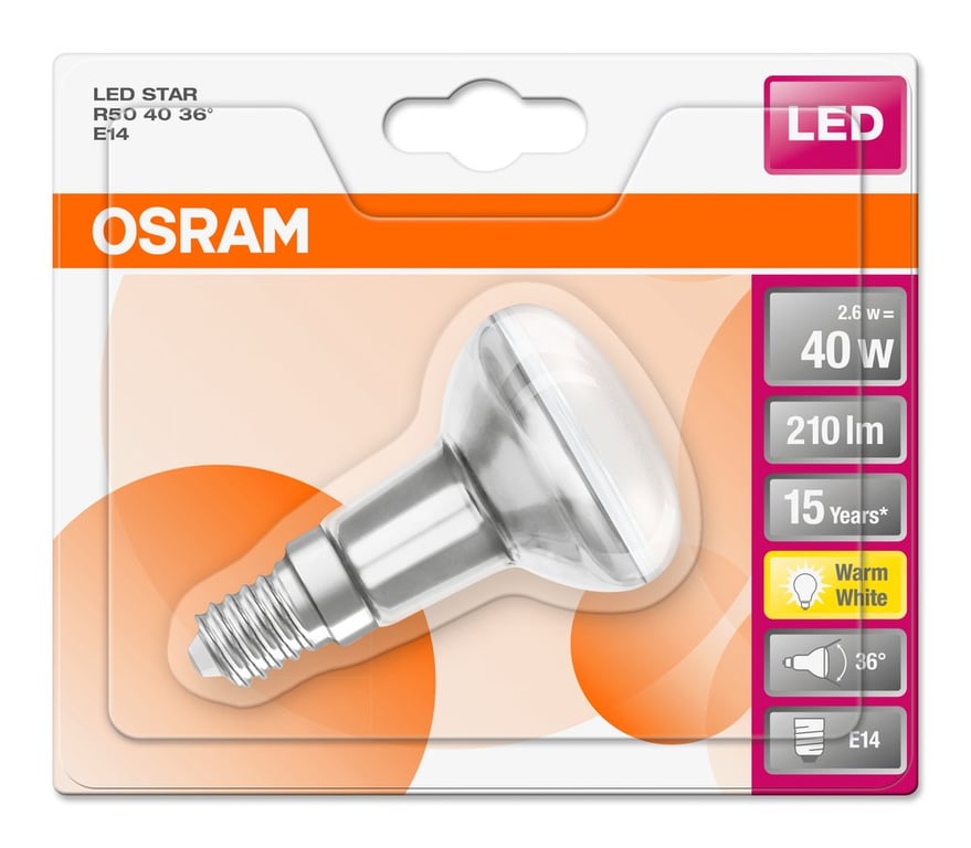 LED STAR R50 40 36 2.6 W/2700K E14 (CS à 1 PCE)