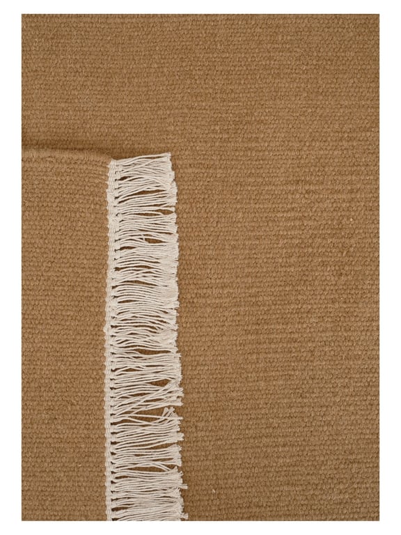 Wollen vloerkleed hip met flosjes Robijn Terracotta