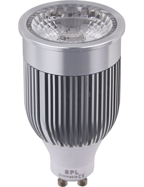 LED GU10 MR16 PMMA 50x91 230V 520Lm 8W 827 38° AC Silver Dim