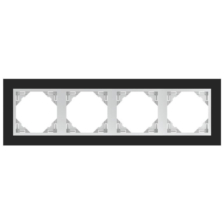 Efapel crystal afdekr. 4v zwart glas/aluminium
