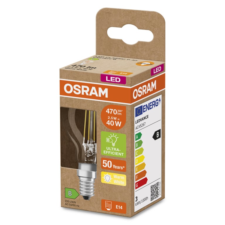 LED CLASSIC P LAMPS ENERGY EFFICIENCY B 40 2.5 W/2700 K E14