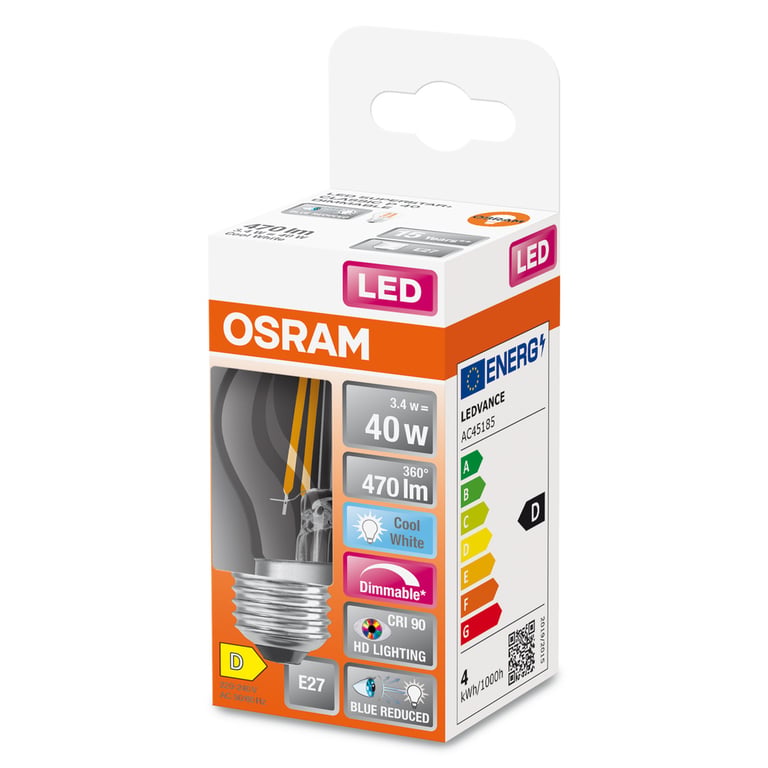 LED SUPERSTAR PLUS CLASSIC P FILAMENT 40 3.4 W/4000 K E27 (CS à 1 PC