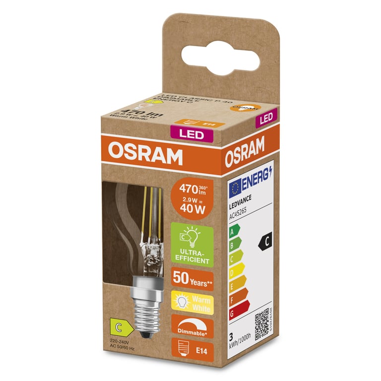 LED CLASSIC P ENERGY EFFICIENCY C DIM 40 2.9 W/2700 K E14