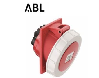 CEE flenscontactdoos, 20°, IP67, 32A, 5-polig, 400V, 6h, rood