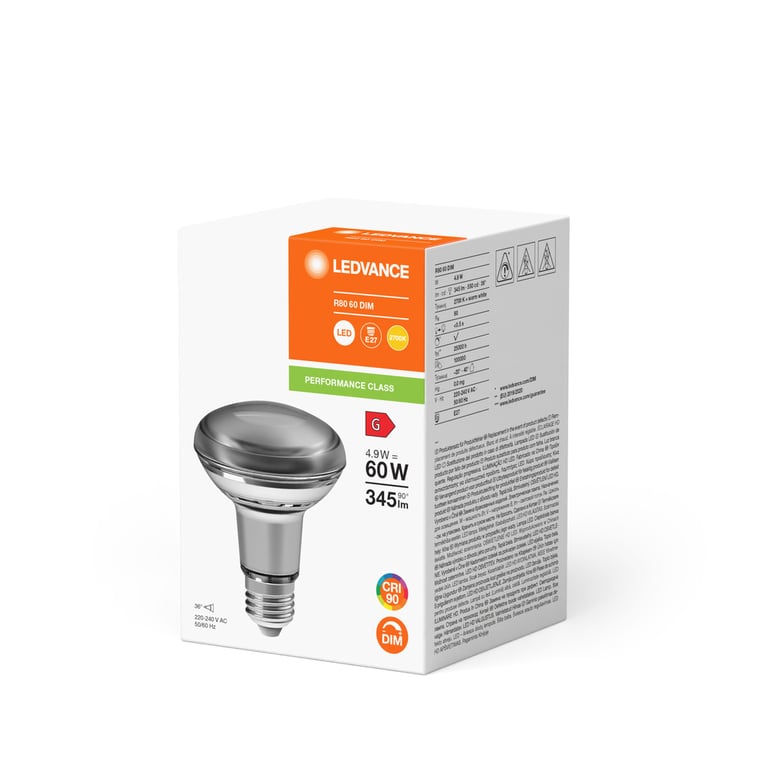 LED R80 DIM P 4.9W 927 E27
