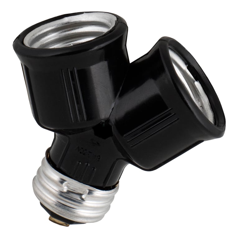 Lampholder/Splitter E27 to 2xE27 Black