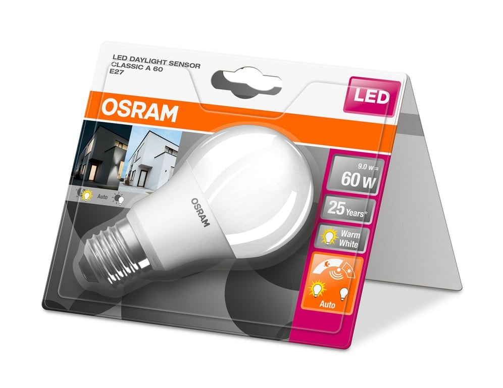 LED DAYLIGHT SENSOR CLASSIC A 60 9 W/2700K E27 (CS à 1 PCE)