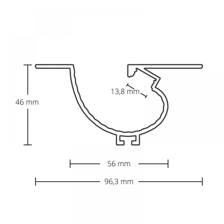 PI1 || LED plafond/muur profiel 200cm, LED strips max. 13mm