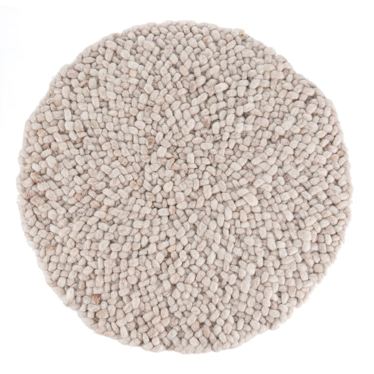 Rond wollen vloerkleed Romee Beige 002