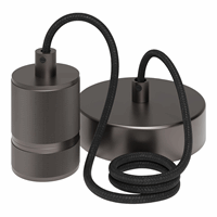 Calex Retro pendant E27 aluminium, gun metal gray, 1 ring model