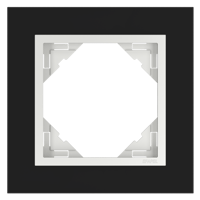Efapel crystal afdekr. 1v zwart glas/wit ice
