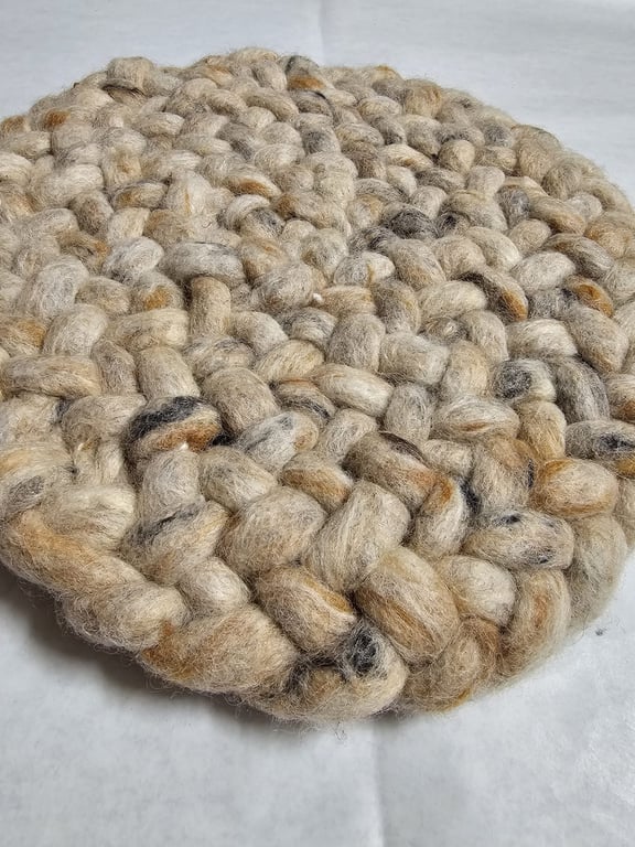 Rond wollen vloerkleed Romee in stock Beige mix 02