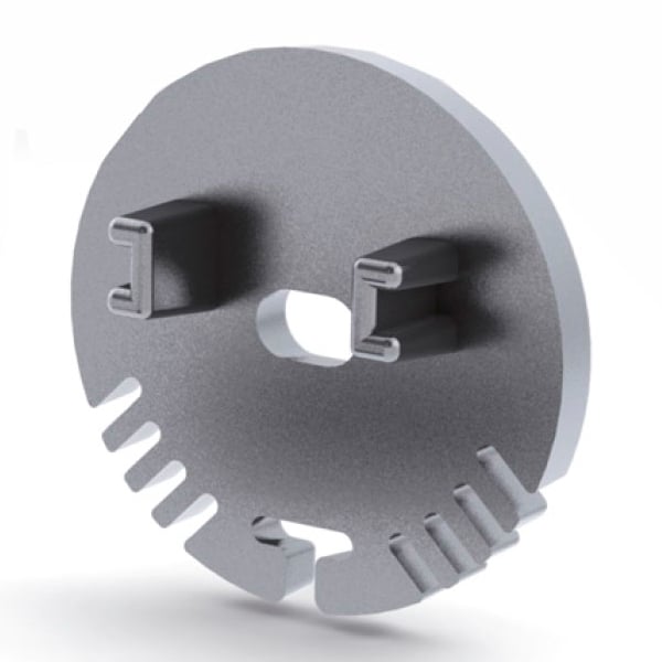 Eindkap rond met draaddoorvoer, aluminium