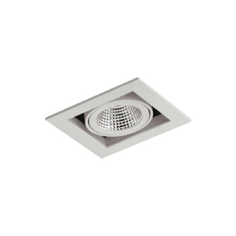Downlight ring, vierkant 140(130)mm, 1-voudig, wit draai-/kantelb.