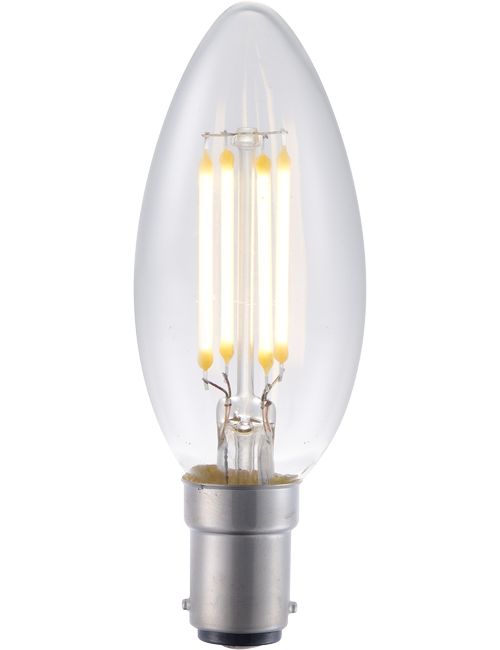 Masterlight - LED Ba15d Fila Candle C35x100 230V 400Lm 4W 827 AC Clear Dim SL159124927