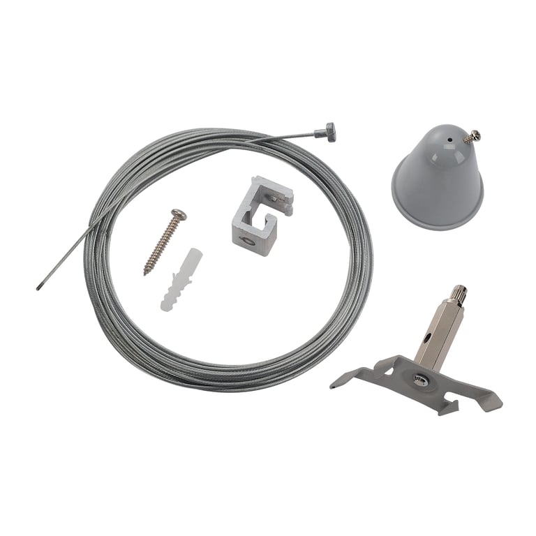 Draadophangset kabel S-TRACK 3F-rail z.grijs 5m