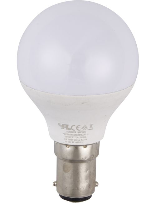 LED Ba15d Ball G45x80 12-60V 250Lm 3W 830 160° DC Opal Non-D