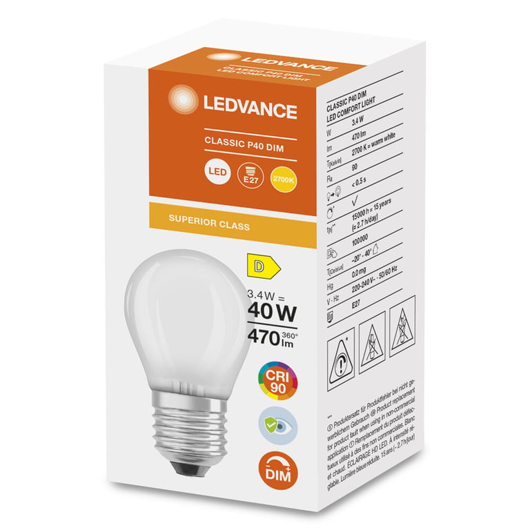 LED SUPERIOR CLASSIC P 40 3.4 W/2700 K E27