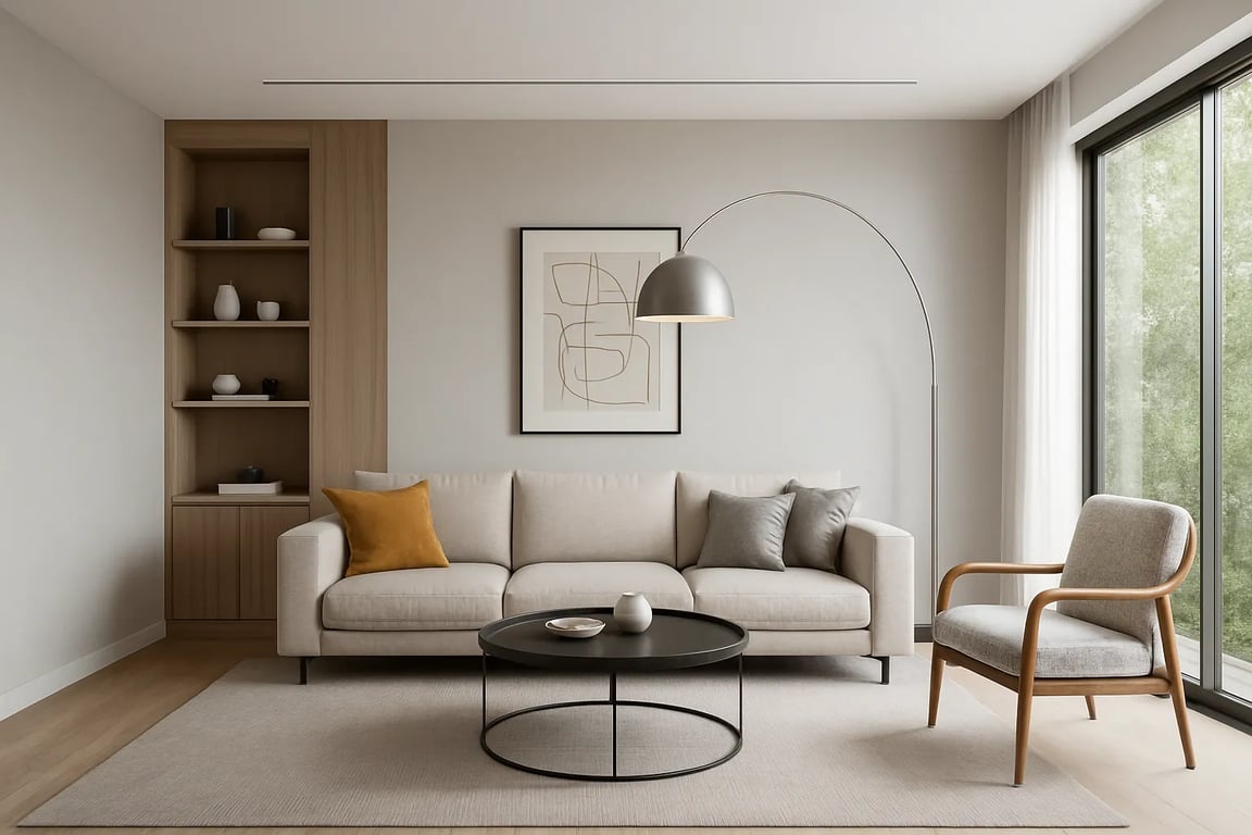 Photorealistic 3D rendering of a modern interior design in 2025