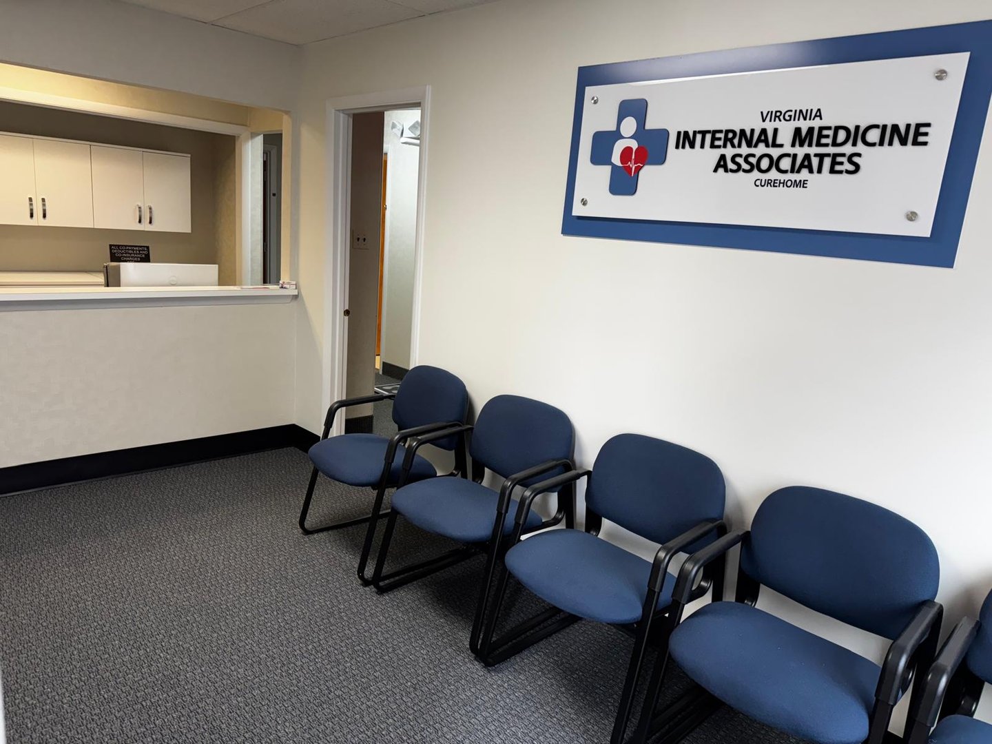 The welcoming reception area of CureHome Clinic