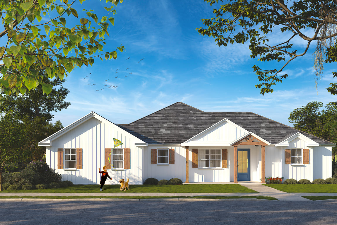 Photorealistic 3D residential rendering by SolidRender for modern home design.